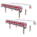 Beistle 2-Pack Union Jack Rectangular Plastic Tablecovers, Royal English Party Decorations, London Table Cloth, British Flag Party Décor, 54” x 108”