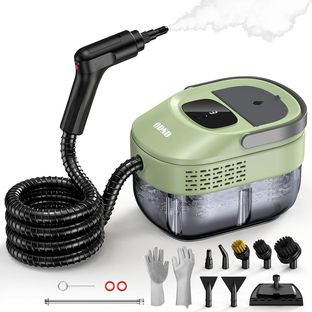 ODSD Steam Cleaner - 3-Level Adjustable Handheld Steamer for Home & Car | 15s Heat-Up, 1.6L Tank, 15 Accessories