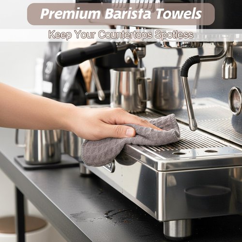 Lusofie 4 Pcs Barista Towels Barista Microfiber Cloths Professional Cleaning Towels Coffee Machine Accessories for Steam Wands, Countertops and Milk Frothers, Coffee Bar Essentials(12”x12”)