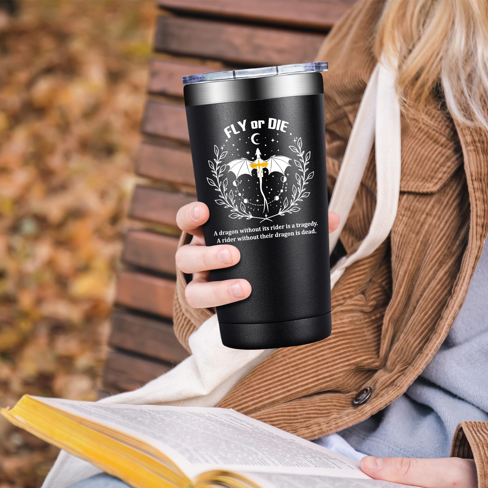 Fufendio Fourth Wing Merch, Inspired Fantasy Book Lover Gifts, Funny 4th Wing Bookish Dragon Merchandise Tumbler 20oz