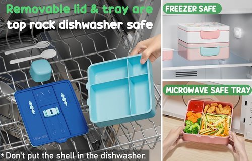 Fimibuke Bento Lunch Box - Leak Proof 4-Compartment Container | BPA-Free, Dishwasher Safe, Perfect for Kids Ages 3-12