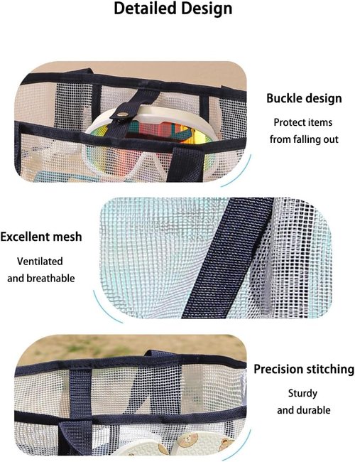 NAJIAKA Mesh Shower Caddy Bag - Portable Pink Organizer with 8 Pockets for College, Beach, Gym, Travel