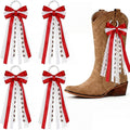 Skiennix Football Boot Bows - 4 Pcs Removable Ribbon Clips for Game Day Decor | DIY Accessories