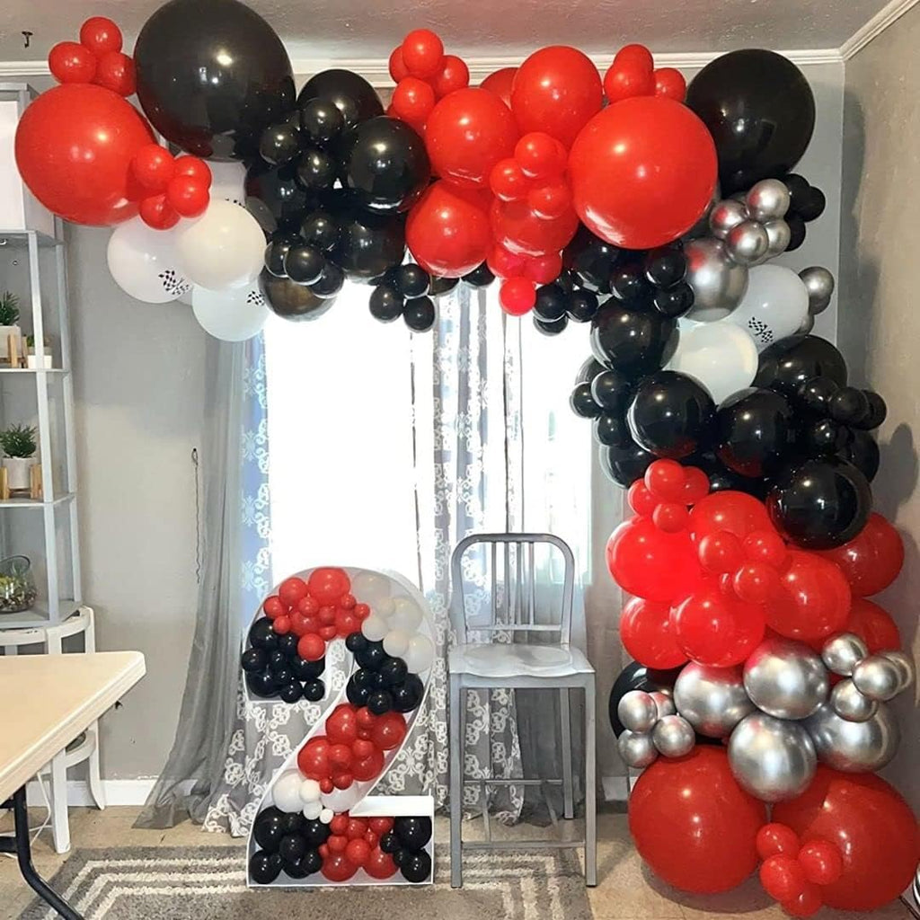 Bezente Red & Black Balloons Garland Kit - 100 Pcs Arch for Wedding, Birthday & Graduation Decor