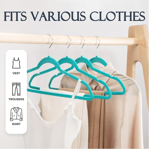 HOUSE DAY Mint Green Velvet Hangers - 60 Pack Non-Slip Heavy Duty Clothes Hangers | Premium Slim Design for Closet Organization