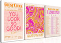 Pink Wall Decor - Canvas Art Set of 3 | Abstract Love Posters | Unique Framed Room Decor for Teens - 12x16''