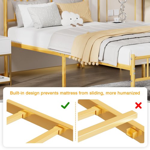 VECELO Full Size Bed Frame with Headboard and Footboard,Full Bed Metal Platform Mattress Foundation,Sturdy Steel Slat/No Box Spring Needed/Under Bed Storage/Easy Assembly