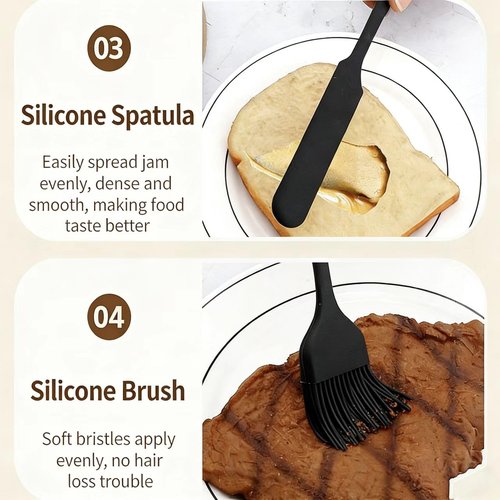 Silicone Spatula(6-piece set) High Temperature Resistant, Food Grade Silicone, Dishwasher Safe, for Baking and Cooking