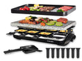 TAMARIT Raclette Table Grill Portable 3 in 1 Korean Barbecue BBQ Electric Indoor Griddle with Non-Stick Reversible Plate and Cooking Stone for Steak 1400W Raclette Grill for 8 Person, Black