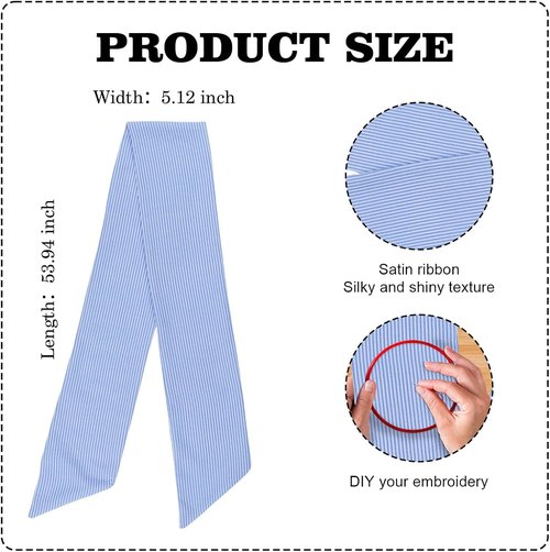 Blue Striped Wreath Sash by [Brand Name] - 5.12" Wide x 54.33" for Baby Showers & Summer Decor