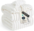 Bedsure GentleSoft Blankets - Cozy Queen Size Fleece Throw for Bed & Sofa, Off White, 90x90 Inches