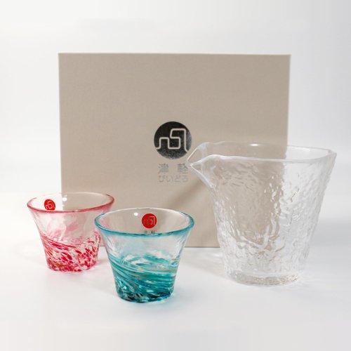 Handcrafted Japanese Sake Set – Elegant Gift for Any Occasion (First Snow Sake Carafe with 2 Cups Set (Cherry Blossom & Camellia）, Carafe (8.4 oz - 250ml), Cup (1.7 oz - 50ml))