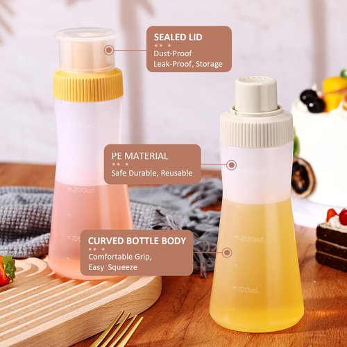 Havawish 1 Pcs Cake Moistening Bottle Syrup Dispense 12 Oz/350ml Graduated Plastic Squeeze Bottle for Soaking Honey Syrup Rain Spray with Sealing Lid Easy Storage Reusable Baking Tools (White)