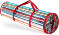 Hearth & Harbor Wrapping Paper Storage Container - Tear-Proof Organizer for 14 Rolls - Clear & Red