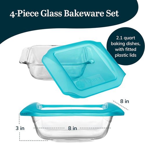 Libbey Baker’s Premium Glass Baking Dish Set - Stackable Casserole Dishes with Lids | 2-Piece Set for Lasagna & Brownies