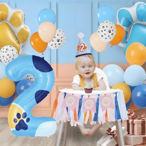 40 Inch Blue Number 2 Balloon for 2nd Birthday Party Decorations Supplies