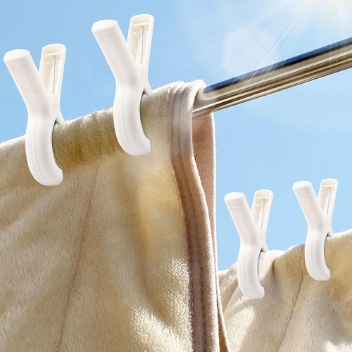 8 Pcs Beach Towel Clips for Beach Chairs, Towel Holder for Beach Chair Pool Chair on Cruise, Jumbo Size Heavy Duty Clothes Pins, Beach Chair Clips to Keep Your Towel from Blowing Away (White)