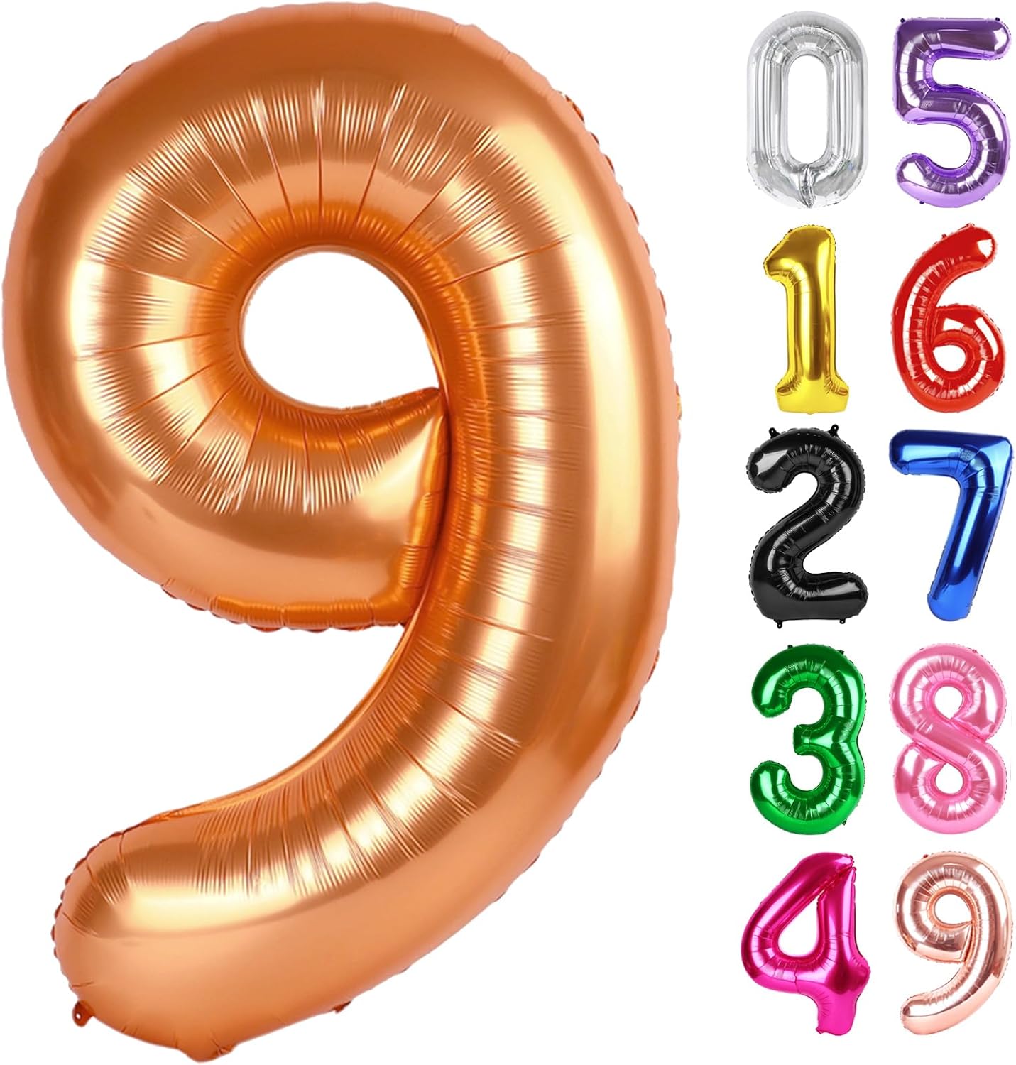 Orange Number 9 Balloon - 40 Inch Giant Foil Balloon for 9th Birthday Party Decorations