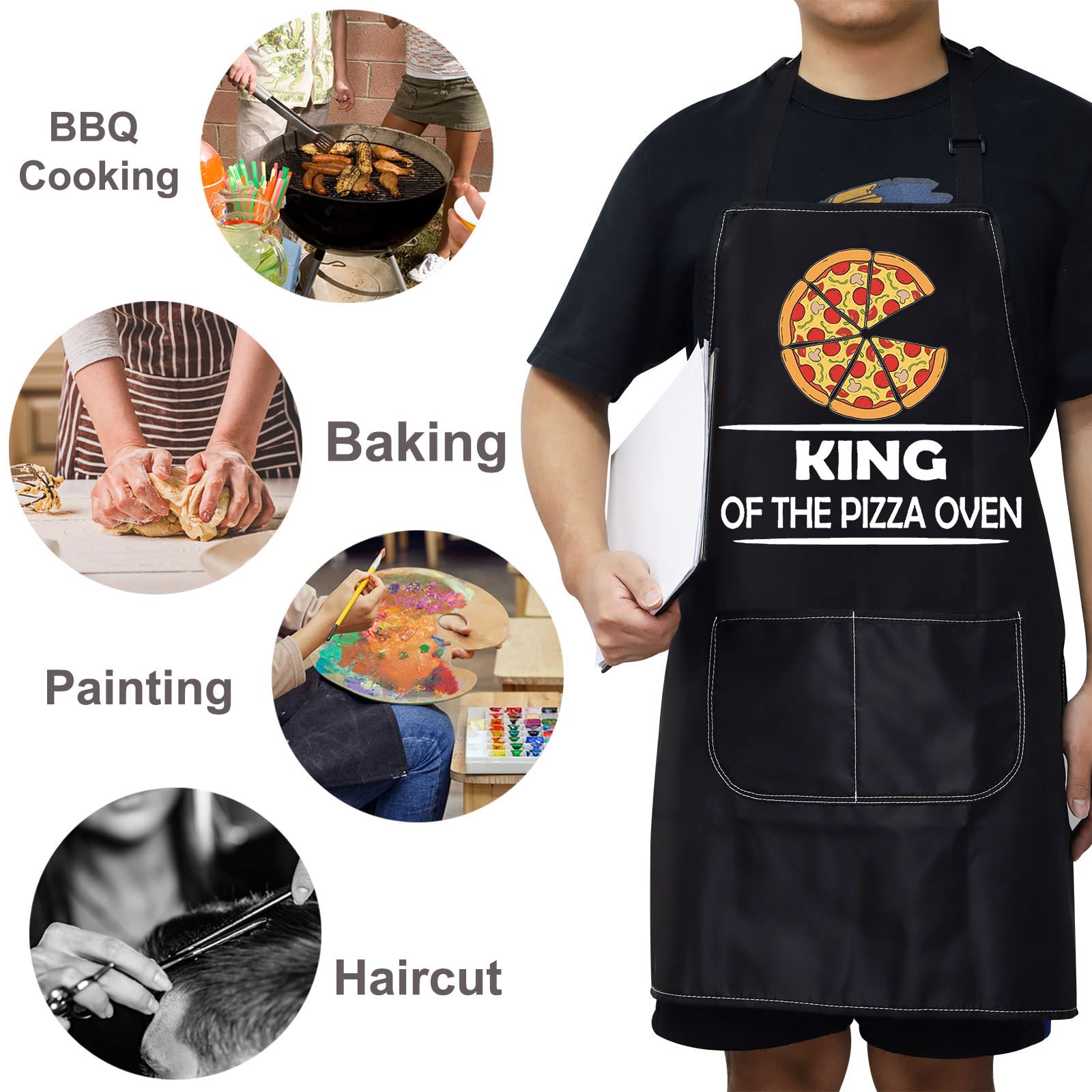 BWKTOP Pizza Maker Apron - King Of The Oven Pizzeria Apron With Pocket For Chef Dad