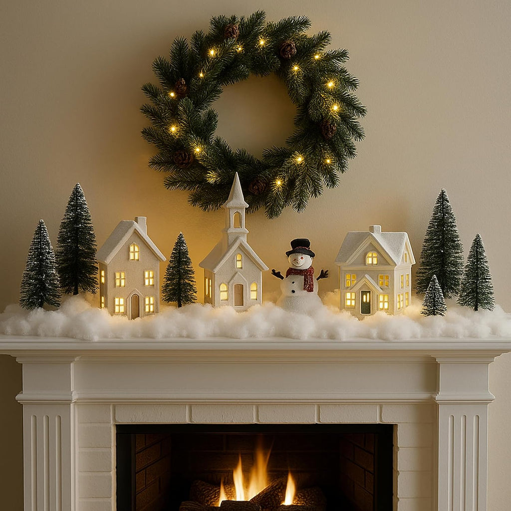 Skiennix Christmas Fake Snow Decor - Fluffy Flame Resistant Cotton Snow Blanket for Holiday Crafts | 5.6oz