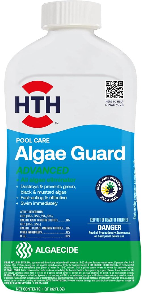 HTH 67084 Algae Guard - Advanced All Algae Eliminator for Swimming Pools | Fast-Acting, 32 fl oz