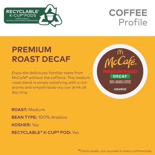 McCafe Premium Roast Decaf K-Cup Pods - Single Serve Coffee, 32 Count
