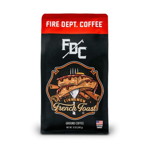 Fire Department Coffee - Gives Back to Firefighters - Cinnamon French Toast Ground Coffee - Roasted in the USA - Ground - Medium Roast - Veteran Owned -12 oz