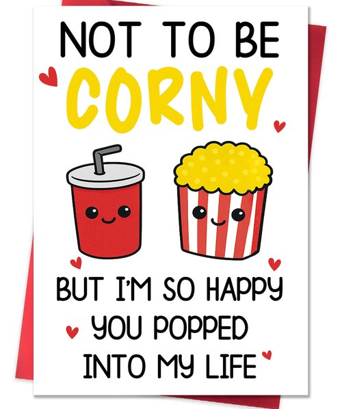 IDU Funny Valentines Day Card,Valentines Day Cards Gifts for Him Her,Valentines Day Card for Husband Wife Boyfriend Girlfriend Fiance Fiancee Men Women with Corny Popcorn Pun Design