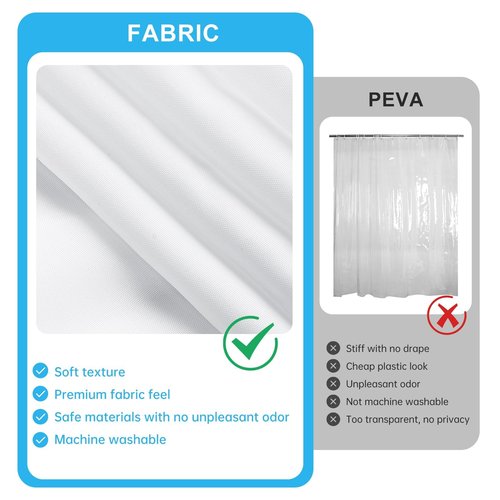 FY&XZH Shower Curtain Liner - Waterproof Cotton Shower Curtain Liner, Machine Washable, Magnetic Weighted Bottom, 71x72 Inch Soft Cloth Bathroom Shower Liner (White)