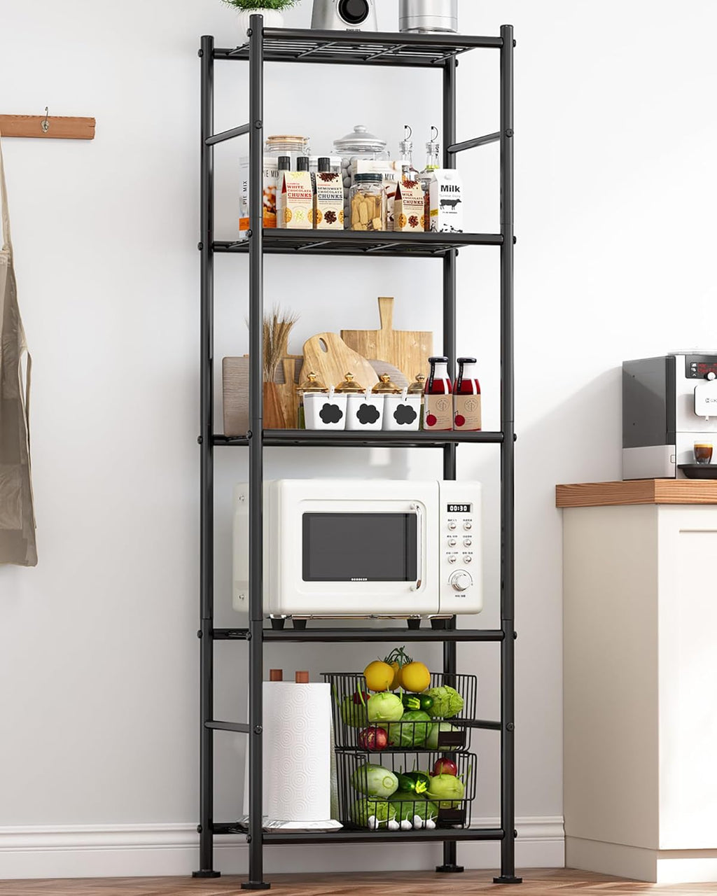 Sakugi Storage Shelves - Heavy Duty 5-Tier Organizer for Garage, Kitchen & Pantry | 18.4" W x 12.6" D x 57.4" H, Black