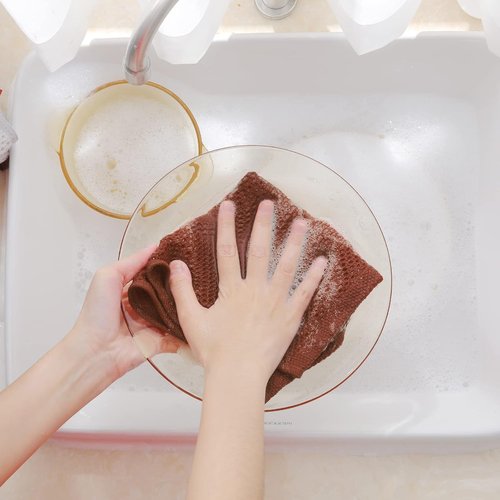 Homaxy Kitchen Dish Cloths - Ultra Soft 100% Cotton Waffle Weave, Quick Drying, 12x12 Inches, 8-Pack, Rust