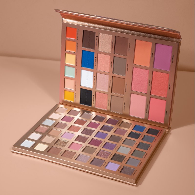 72-Piece Makeup Portfolio Kit with Eyeshadow, Blush, Highlighter & Bronzer