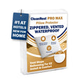 CleanRest PRO Max Waterproof Pillow Protector, Standard Size - Zippered (1-Pack), Dust Mite Allergen & Bed Bug Proof, Anti-Microbial Treated, Highly Breathable & Vented for Cool Soft Sleep