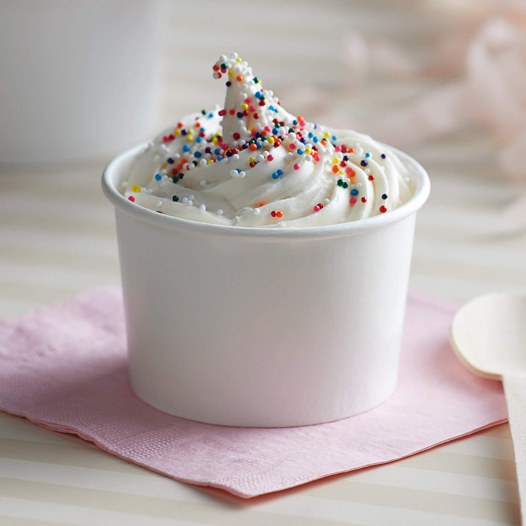 Lakesstory Paper Ice Cream Cups 4oz Small White Dessert Bowls Frozen Yogurt Cup White Dessert Bowls Frozen Dessert Supplies Pack of 50 count