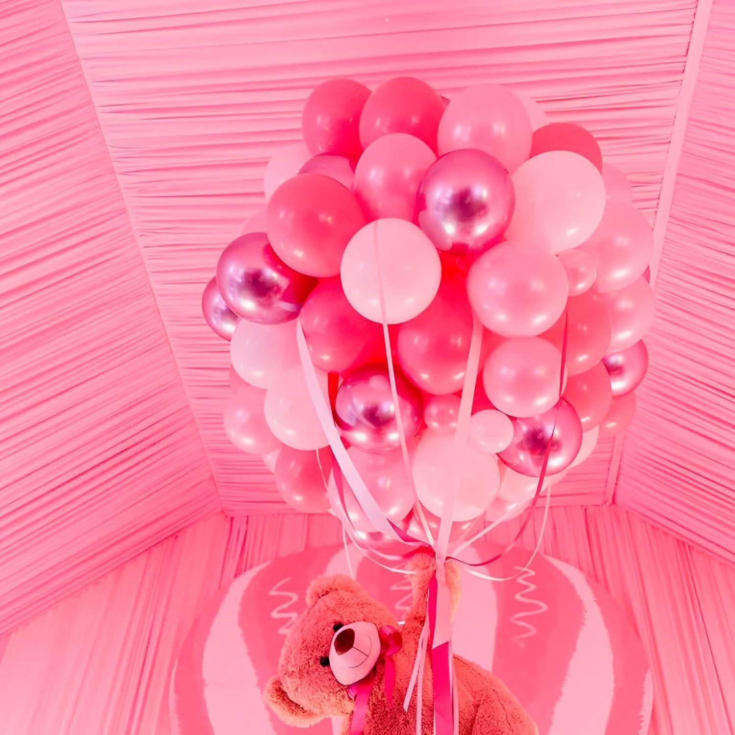 Voircoloria 105pcs Hot Pink Balloons - 12 Inch Dark Pink Party Decorations for Birthdays, Weddings & Anniversaries