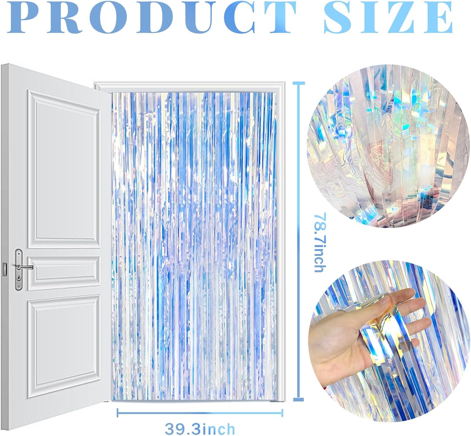 Skiennix Iridescent Foil Curtain Backdrop - 5 Pack Metallic Tinsel Fringe for Parties & Events