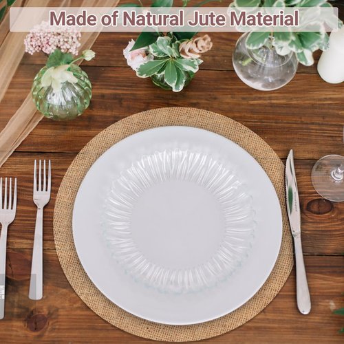 120 Pcs Round Burlap Placemats Bulk 11.8 Inch Reusable & Heat Resistant Natural Jute Table Mats Brown Rustic Table Decor for Wedding, Christmas, Farmhouse Dining Decorations
