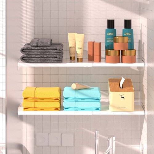 WEJIPP Closet Organizer Shelves Expandable Cabinet Tension Shelving Rack Heavy Duty Metal DIY Shelf Divider for Wardrobe Cupboard Cabinet Pantry Kitchen Bathroom,White,3packs