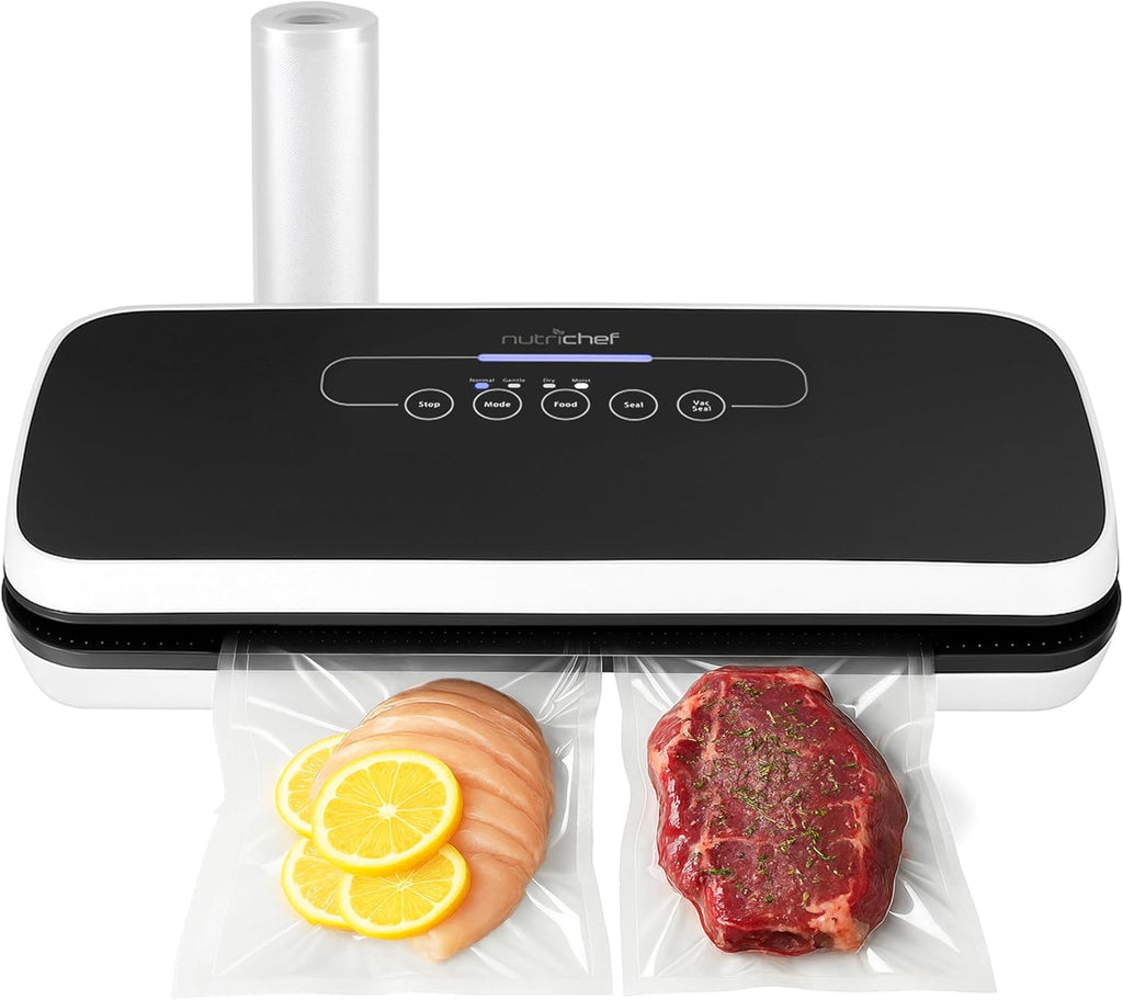 NutriChef Vacuum Sealing System - Automatic Food Preservation with Starter Kit | Compact Design, Black