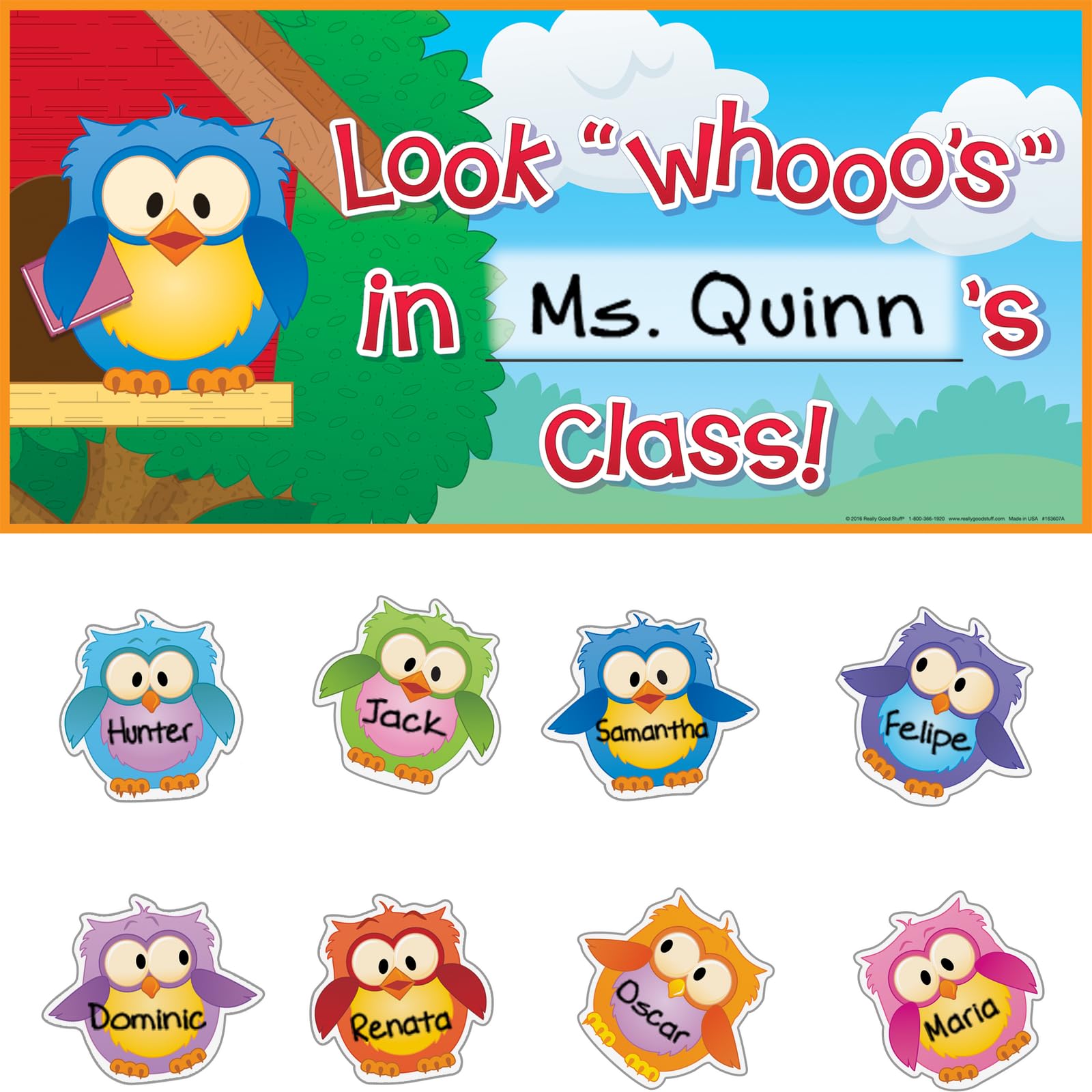 Really Good Stuff EZ Stick Owl Friends Door Sign and Student Name Pieces