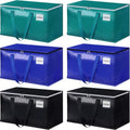 HomeHacks Heavy Duty Moving Boxes - Large Storage Bags with Sturdy Handles | 88L, 6-Pack, Green, Blue, Black