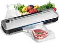 Vacuum Sealer Machine - 6-in-1 Dry/Moist Modes & Digital Timer | Compact Design with 10 Bags (Black Silver)