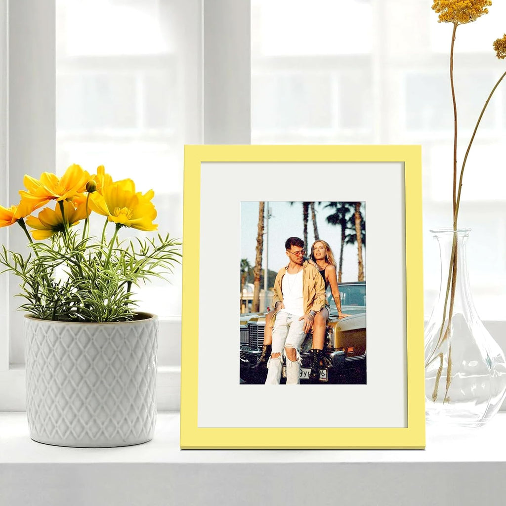 Upsimples 8x10 Picture Frame - Versatile Display for 5x7 or 8x10 Photos | Yellow, 1 Pack
