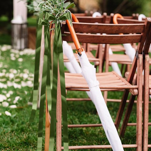 Daifunli Wedding Bows - Elegant Moss Green Satin Ribbons for Aisle & Chair Decorations | 24 Pcs Set