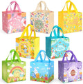PARSUP 8 PACK Happy Easter Bunny Carrot Chick Egg Hunt Gift Treat Multifunctional Non-Woven Bags with Handles,Easter Party Supplies for Gifts Wrapping, 7.9×7.9×5.9inch
