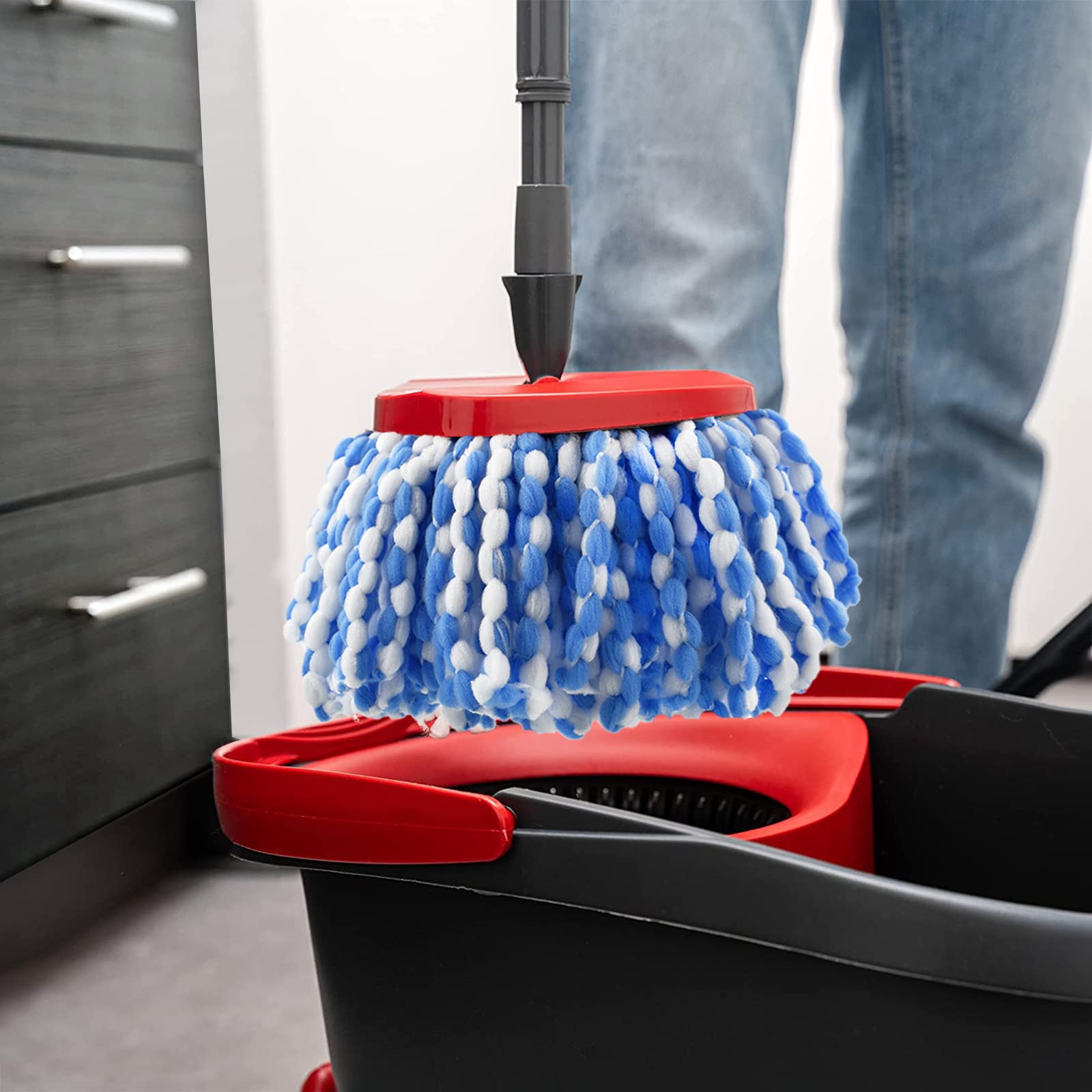 Spin Mop Replacement Head Compatible with O-Ceda 2-Tank Dual System RinseClean Microfiber Spin mop Refill for O Ceda Mop Replace Head (4 Pack)