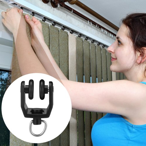 Jetec 50 Pcs Curtain Track Rollers Bulk Ceiling Curtain Track Hooks Flexible Bendable Clips 11 mm White Plastic Drapery Rail Gliders with Hooks for Shower Window (Black)