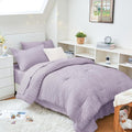HYMOKEGE Twin XL Comforter Set - Luxury Seersucker 5-Piece Bedding Set in Lavender for All Seasons