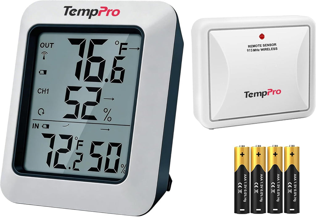 TempPro TP60 Digital Hygrometer - Wireless Temperature & Humidity Monitor | 500ft Range, Accurate Readings