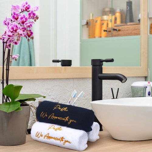 HunnmingRe 4 Pack 13.8 Inch Pastor Towels for Men Christian Embroidered Cross Cotton Hand Towels Appreciation Gifts with Clergy Dove for Christian Church Clergy(Black White,Appreciate)